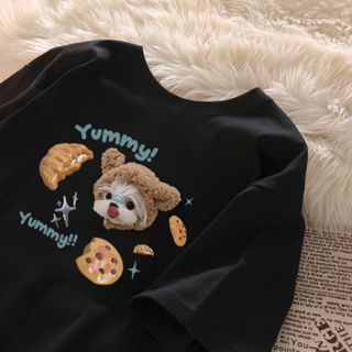 Raglan T Shirt Puppies And Desserts Kaos Oversize Baju Korean Style Wanita Ootd Atasan Wanita Kekinian Fashion