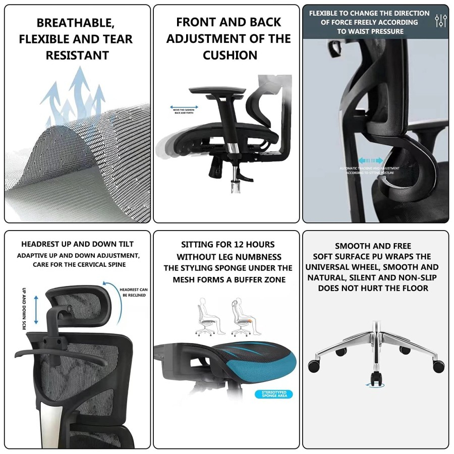 NOVA Ergonomic Chair Kursi Kantor Mesh Kursi Kerja