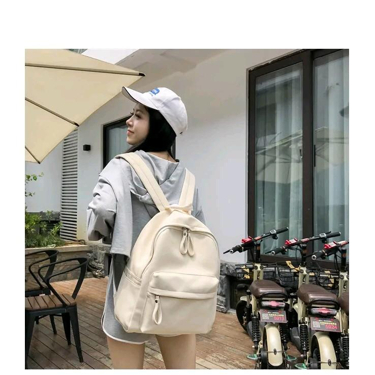 Tas Ransel Backpack Kulit Sintetis Tebal Gendong Punggung Branded Multifungsi Pria Wanita Cewek Cowok Remaja Dewasa Unisex Sekolah SMA SD Fashion Korea Kantor Kekinian Murah