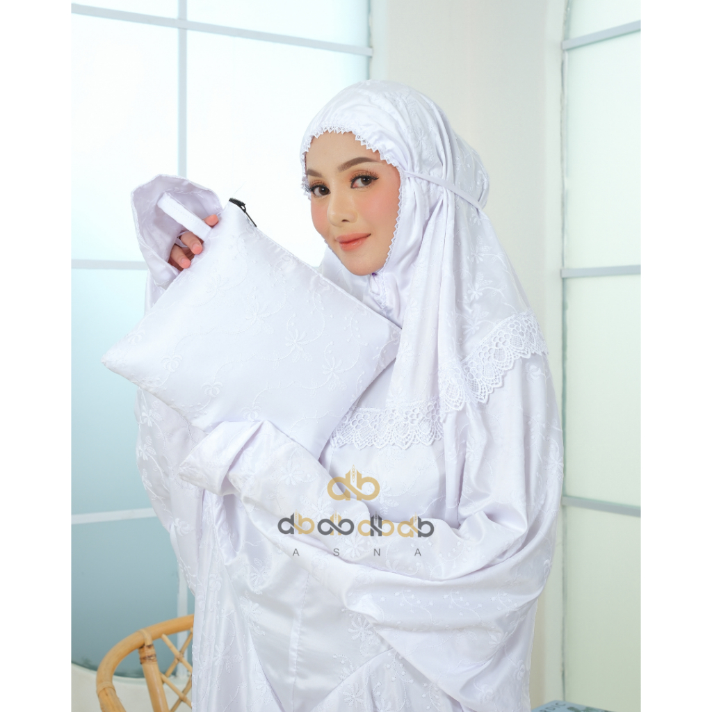 Mukena Mukenah Terusan Dewasa AsnaCollection٩٩ Sutra Paris Premium Jumbo Travelling