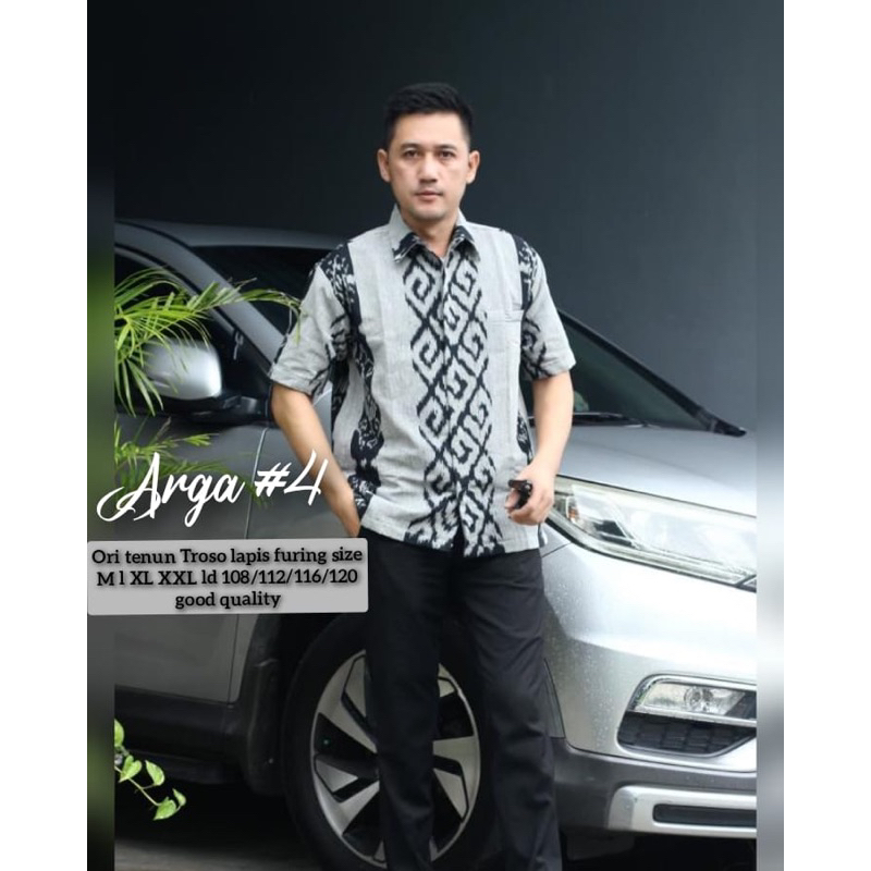 Kemeja tenun pria lengan pendek terbaru lapis furing kemeja tenun pria modern asli tenun troso jepar