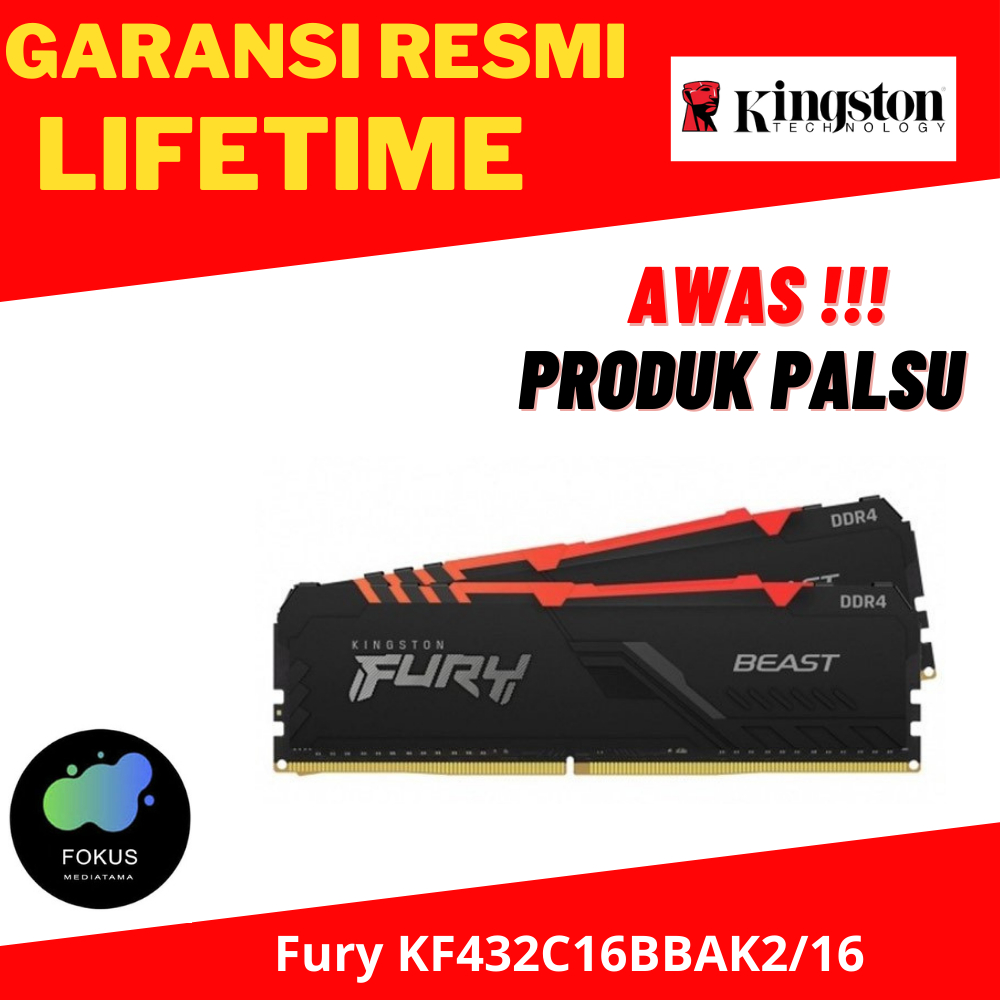 KINGSTON FURY BEAST RGB DDR4 3200MHz 16GB ( 2x8GB ) KF432C16BBAK2/16