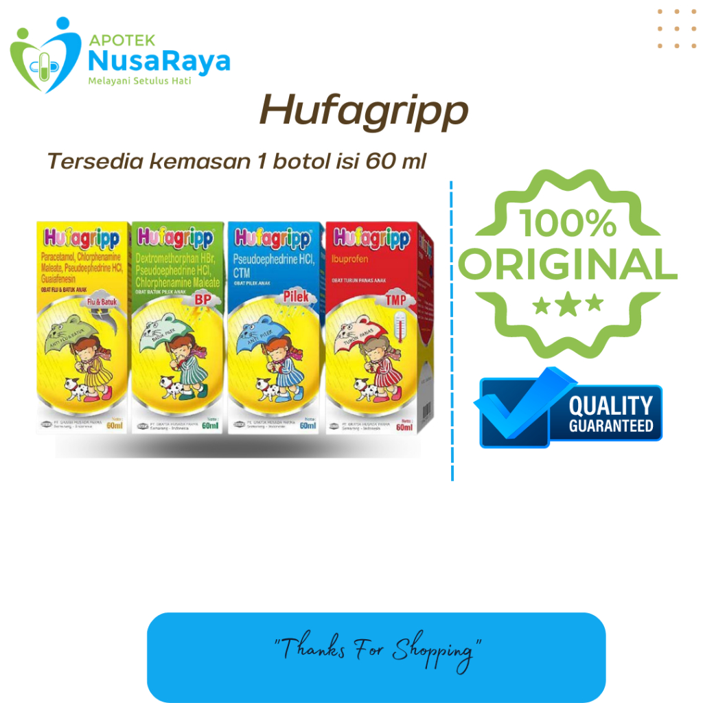 

Hufagrip Sirup Obat Batuk Anak Flu dan Batuk/BP/Pilek/TMP 60 ml