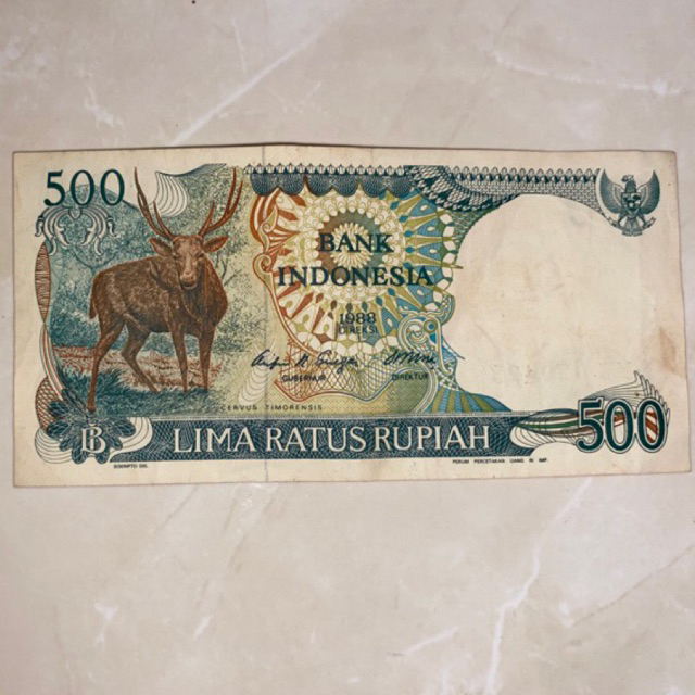 Uang kuno rp 500 rusa 500 kijang 500 menjangan tahun 1988 500 rupiah rusa uang kuno rp.500
