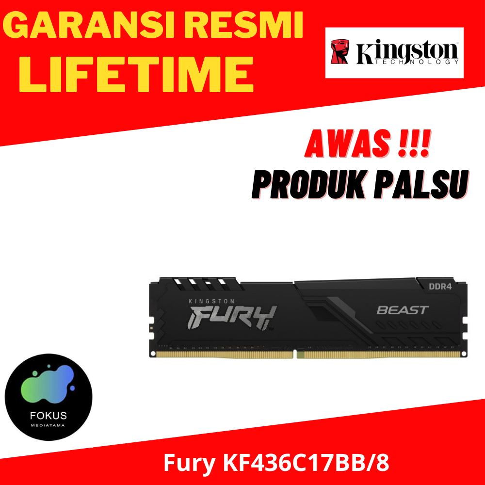 Kingston FURY Beast DDR4 8GB (1x8GB) 3600MHZ CL17 KF436C17BB/8