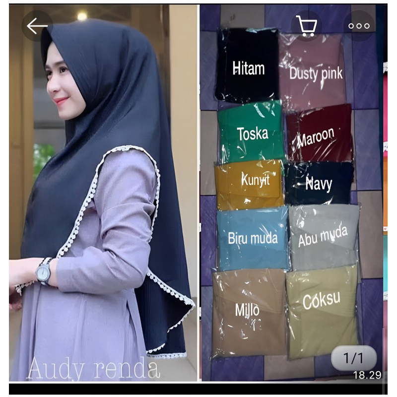 (bisa COD)AUDY RENDA hijab instan khimar audy renda || kerudung instan audy renda syar'i