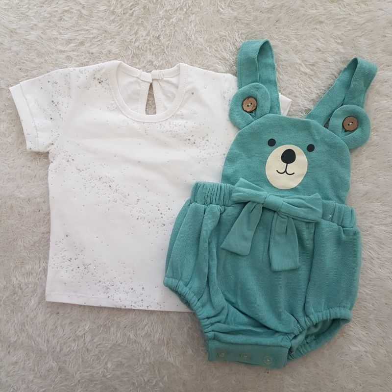 Baju Bayi Happy Bear Overall set