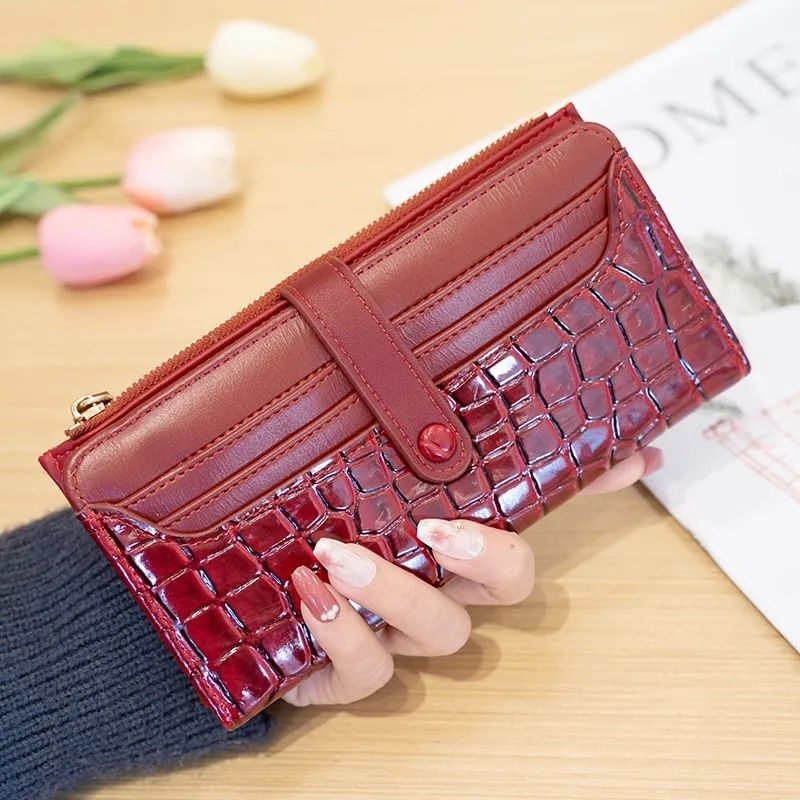 3071 𝙉𝙞𝙘𝙤𝙡𝙚 𝙒𝙖𝙡𝙡𝙚𝙩 Dompet Panjang Wanita Motif Croco IMPORT