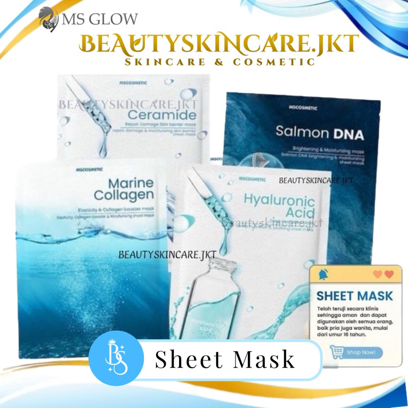 MS Glow Sheet Mask | Salmon DNA | Ceramide | Marine Collagen | Hyaluronic Acid Mask