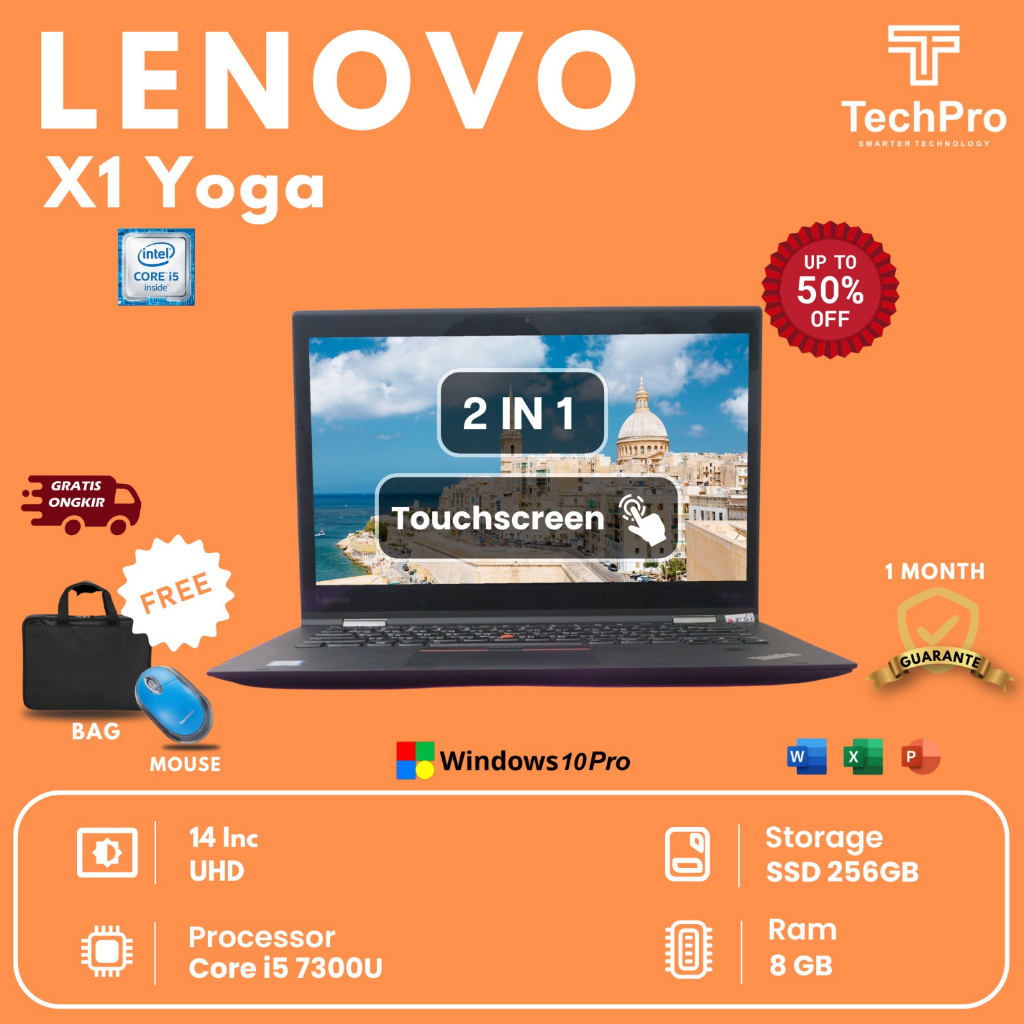 LAPTOP LENOVO X1 YOGA I5 GEN 6 RAM 8 SSD 256 PROMO TERMURAH