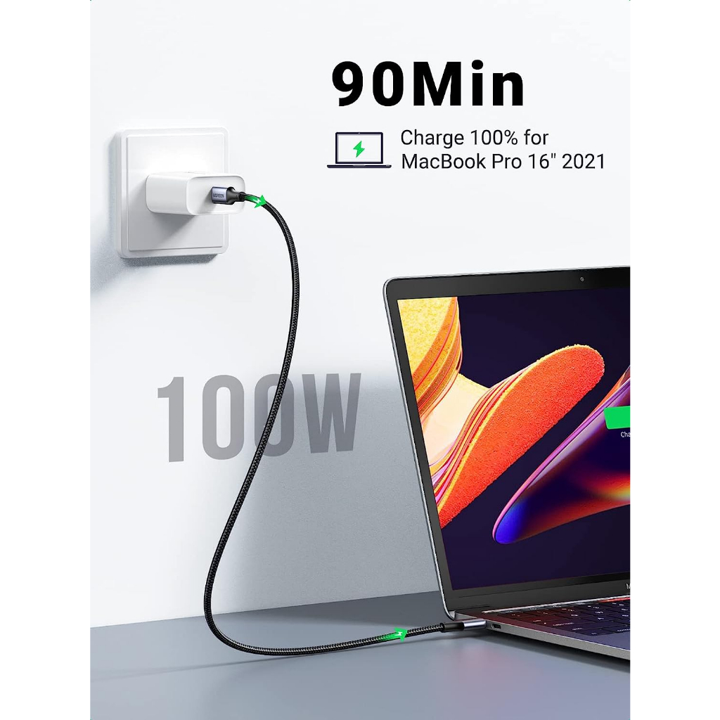 UGREEN Kabel Charger USB Type C to Type C Fast Charging 5A 100w Nylon Braided