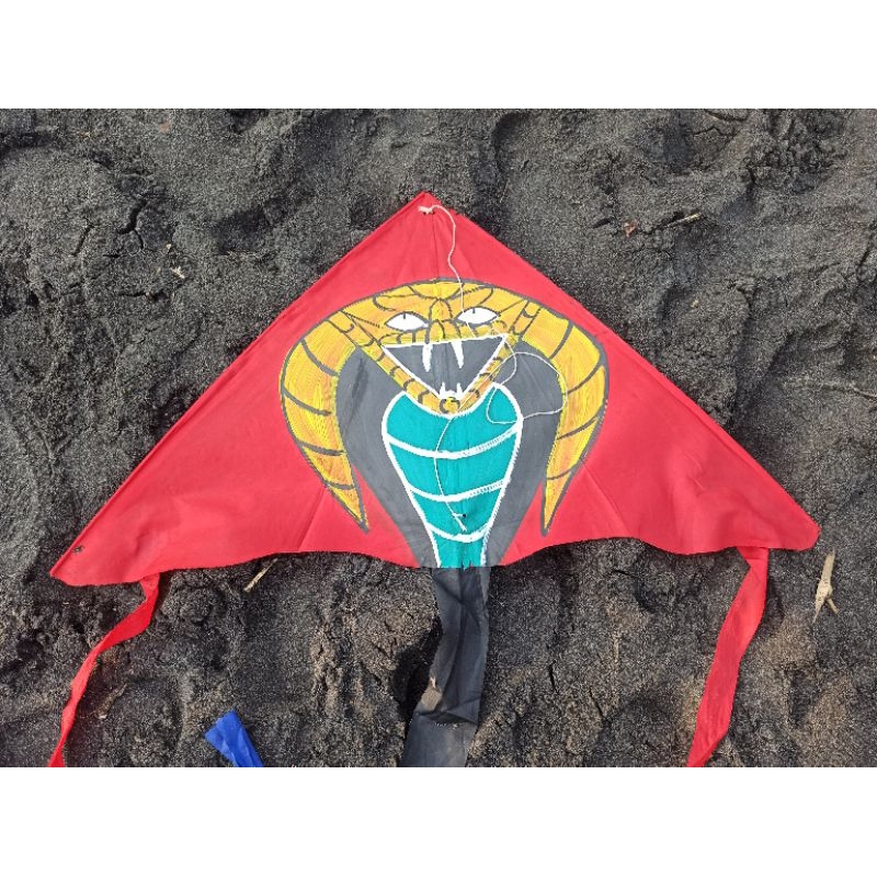 layangan pantai model ular. bahan dari kain cat sablon