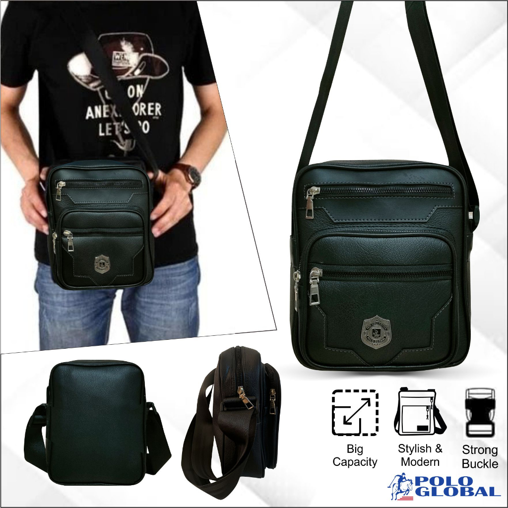 Polo Global 9883 - Tas Selempang Pria Original Tas Slempang Trendy Ukuran 10 Inch - Art 9883