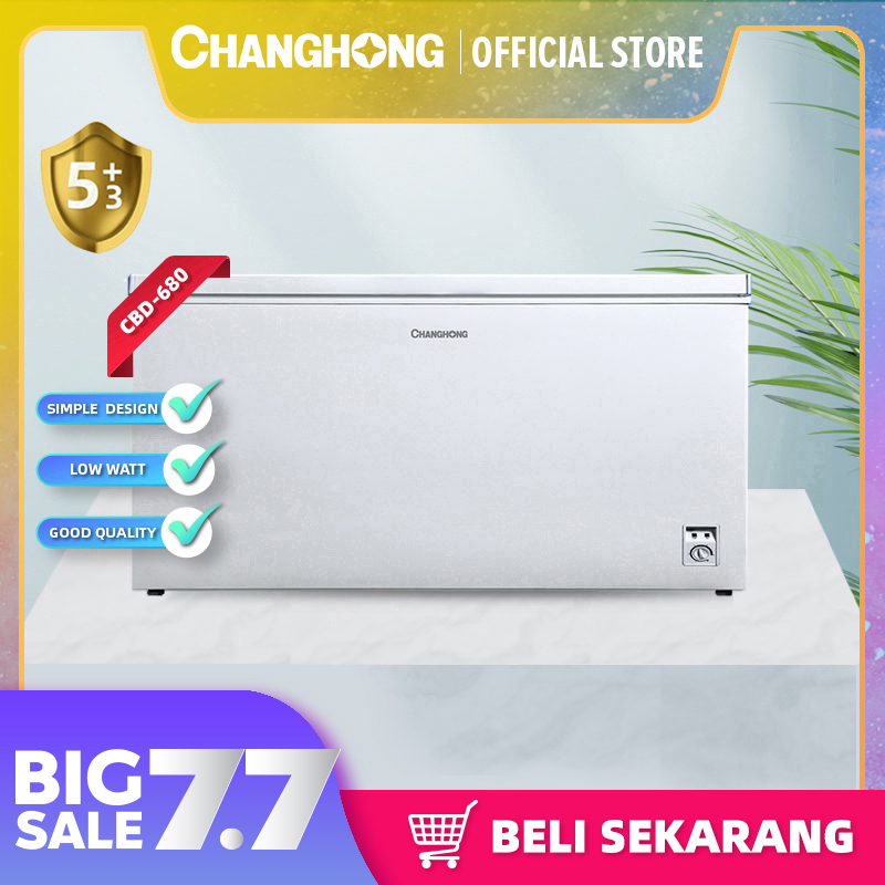 Changhong Chest Freezer CBD680 Kapasitas 600 Liter  (Fast Freezing) (Design Look Minimalis) ( Big Capacity) (Voltase Yang Stabil) (Perlindungan Tanpa Listrik) (Perlindungan Tanpa Listrik) (Hemat Listrik/Low Watt) (Voltase Yang Stabil)