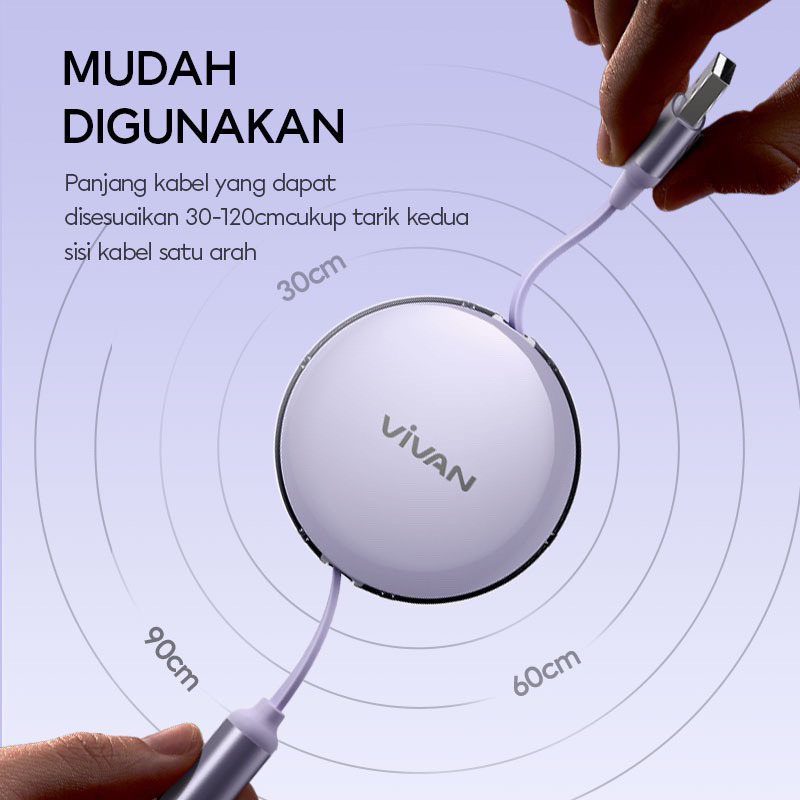 VIVAN VRS02 Kabel Data 3 in 1 Fast Charging 3.5A Micro USB Lightning Type C  - Garansi Resmi 1 Tahun