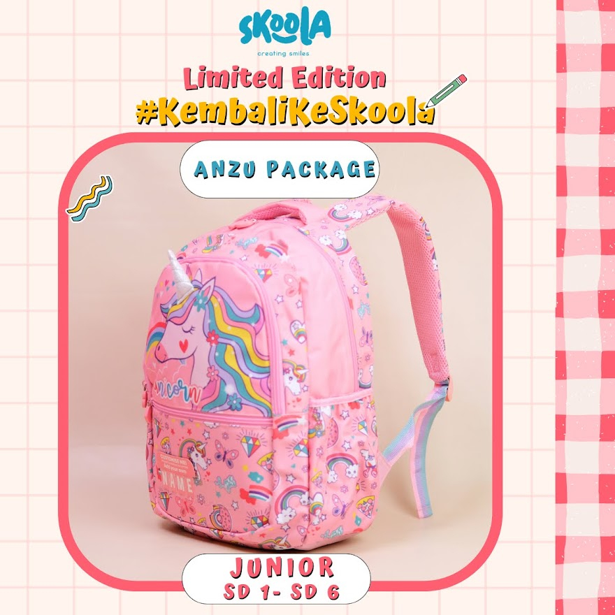 Skoola Special Package Tas Sekolah Anak Perempuan Laki - Laki SD Ransel + Tempat Pensil - Anzu