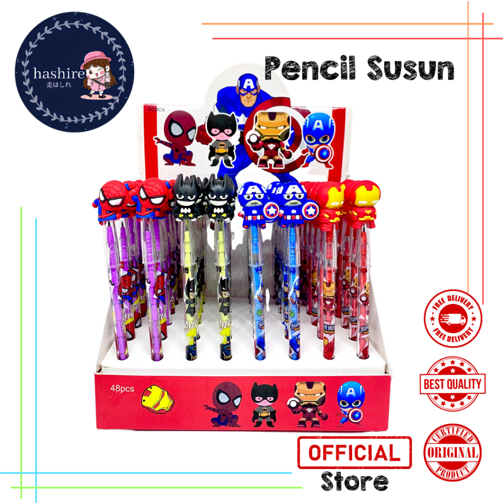 Pensil Sambung Susun // Pensil Doraemon // Unicorn // Buah Fruit // Avenger // Murah