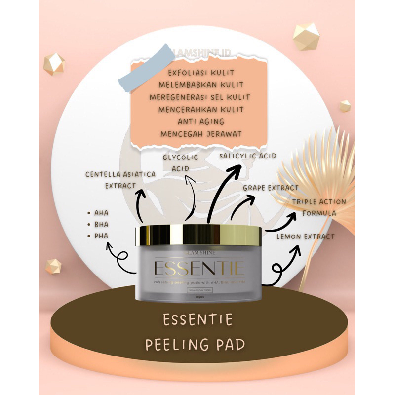 【Official Agent】GLAMSHINE SKINCARE Essentie Peeling Pad With AHA BHA PHA Exquisite Cleansing Balm Peeling Pad Krim Pembersih Kulit Wajah Bebas Kotoran Kering Anti Sebum Makeup Waterproof Kosmetik Wajah Viral BPOM