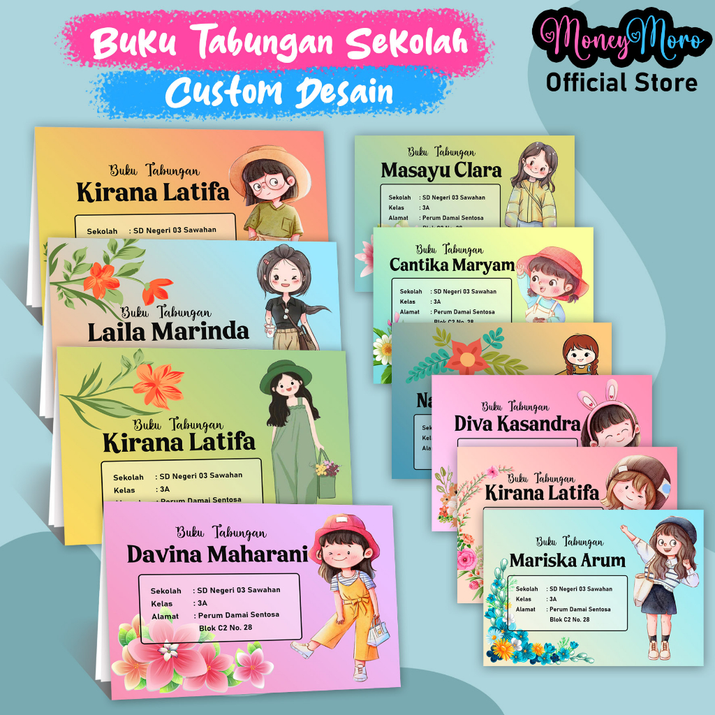 

MoneyMoro Buku Tabungan Anak Custom Desain Full Colour Vincent 21-30