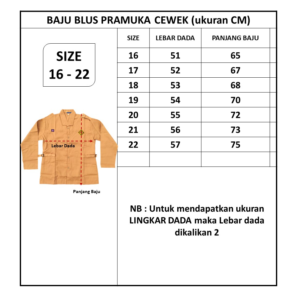 Seragam Sekolah BAJU BLUS PRAMUKA Keper SMP SMA Panjang Perempuan