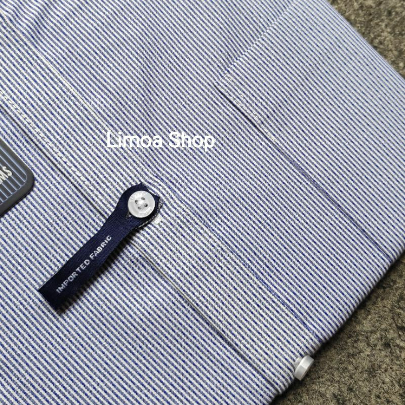 Kemeja Formal STANLEY ADAMS Regular Lengan Pendek Biru Salur KSA 12