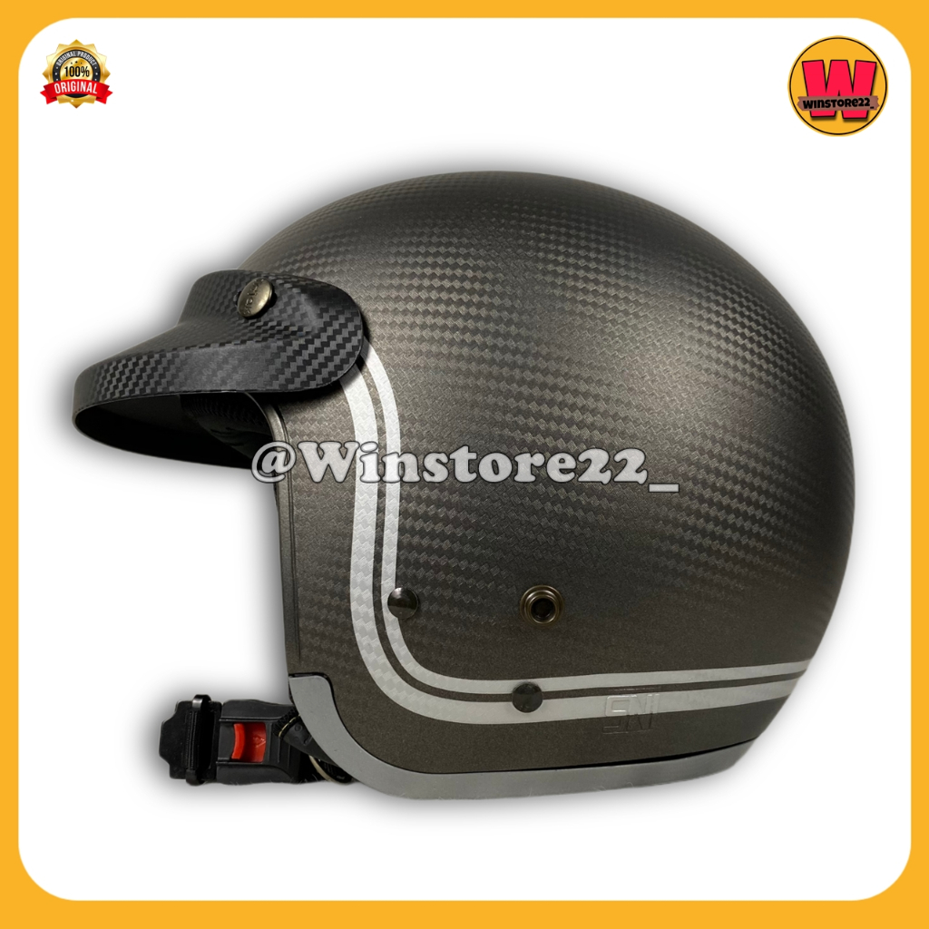 Helm Sepeda Motor Half Face Bogo Cargloss Injak Carbon Original warna Black Cream Silver PInk & Maro