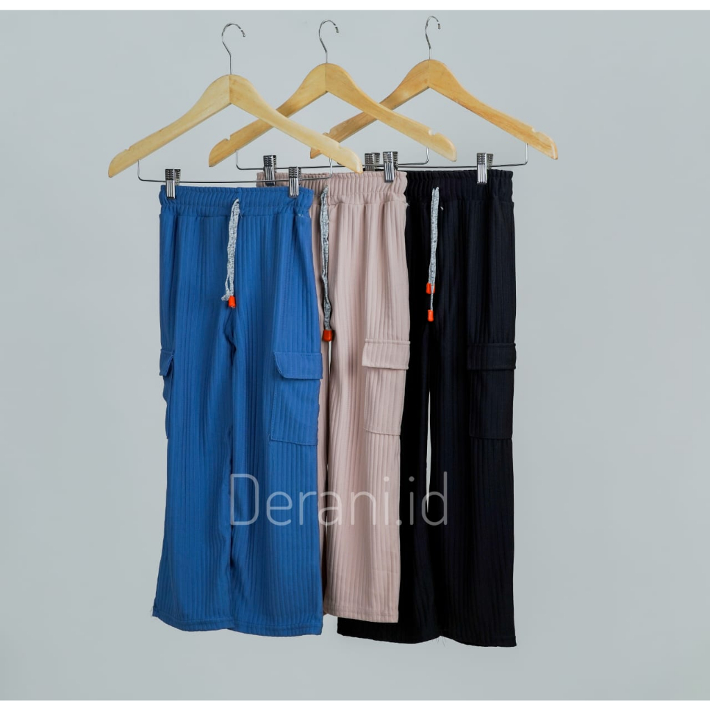 Derani Long cargo pants anak usia 2-8 tahun (COD) Material knit maxiline