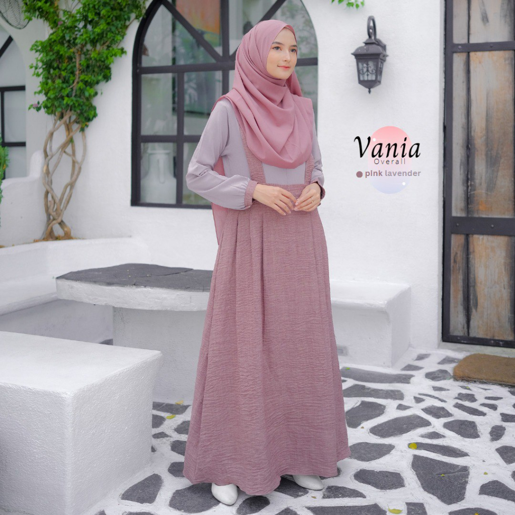 Riskirich Vania Dress Vol 2.0 Gamis Remaja Overall Dijahit Menyatu Casual Outfit Kiyowo Kekinian