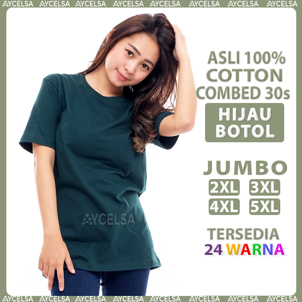 Kaos Polos Jumbo Wanita Pria Lengan Pendek Hijau Botol / Atasan Kaos Jumbo Green Forest