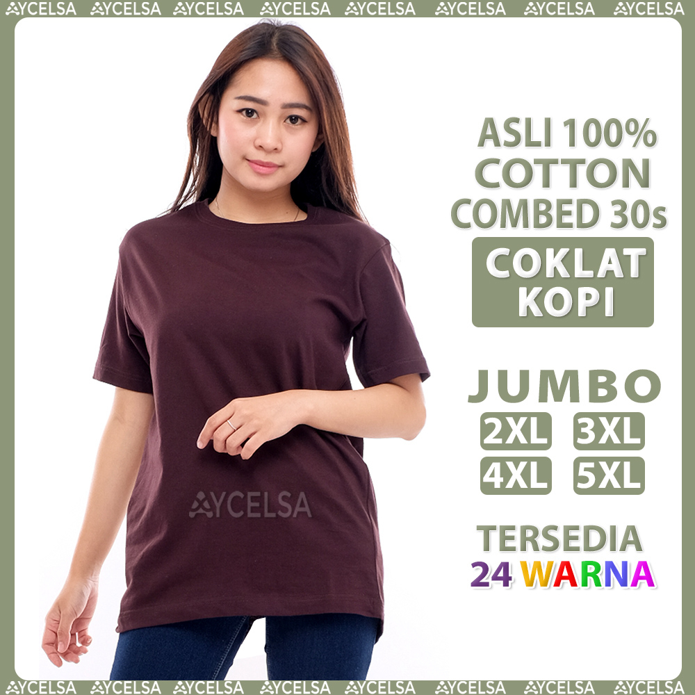 Kaos Polos Jumbo Wanita Pria Lengan Pendek Coklat Kopi / Atasan Kaos Jumbo Coklat Tua
