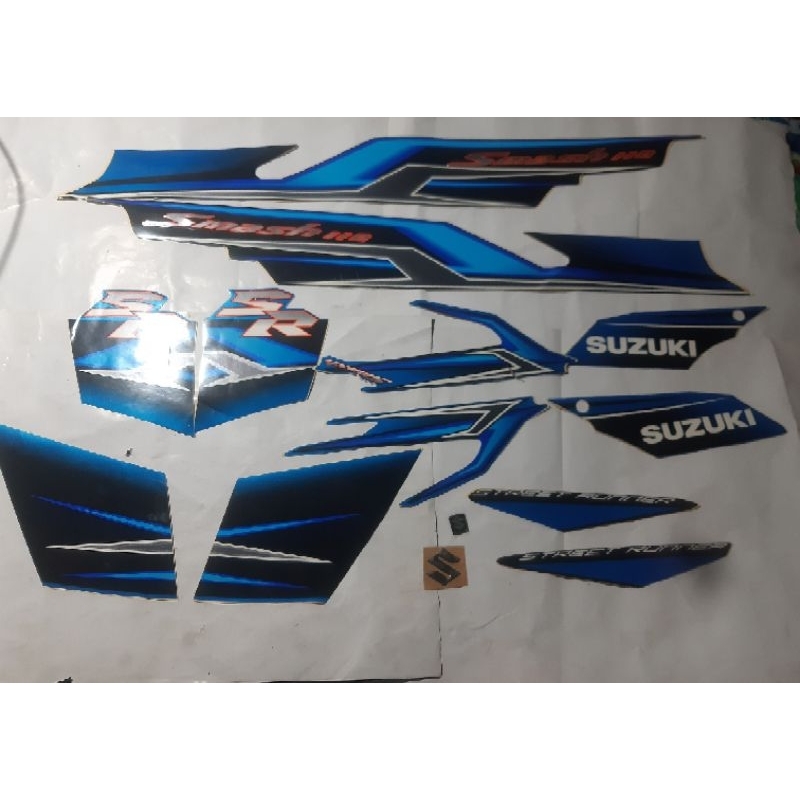 striping stiker original sgp bok cover body fullset assy suzuki new smash sr hitam biru 68000b07h60n