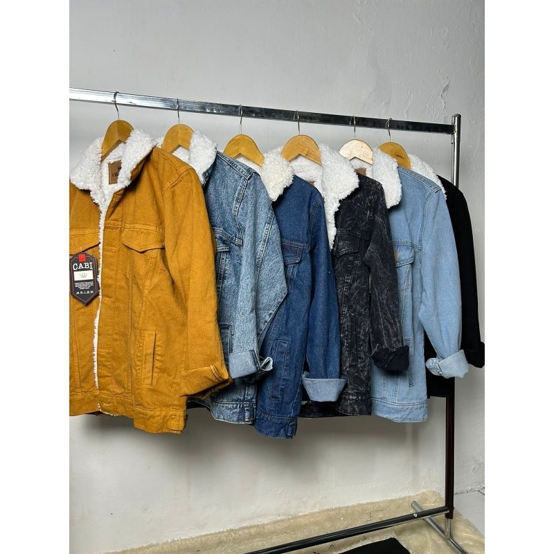 JAKET JEANS SHERPA DENIM UNISEX JAKET JEANS SHERPA /Jaket Outerwear / jaket jeans bulu woll jaket bu