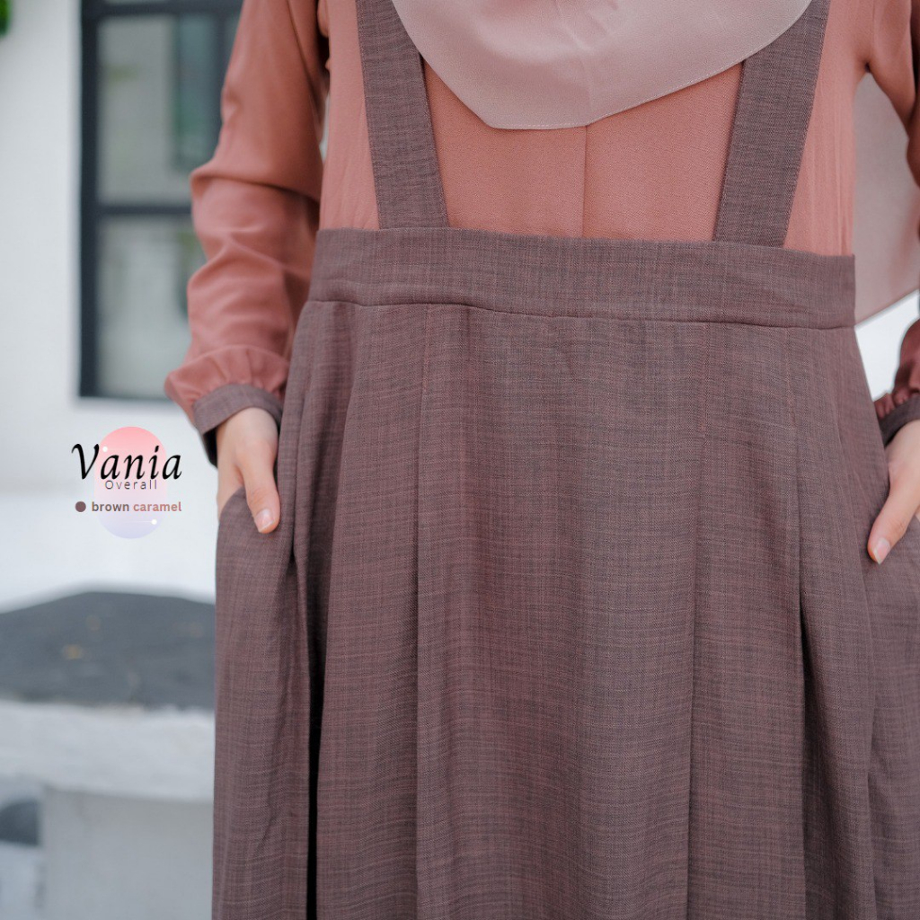 Riskirich Vania Dress Vol 2.0 Gamis Remaja Overall Dijahit Menyatu Casual Outfit Kiyowo Kekinian