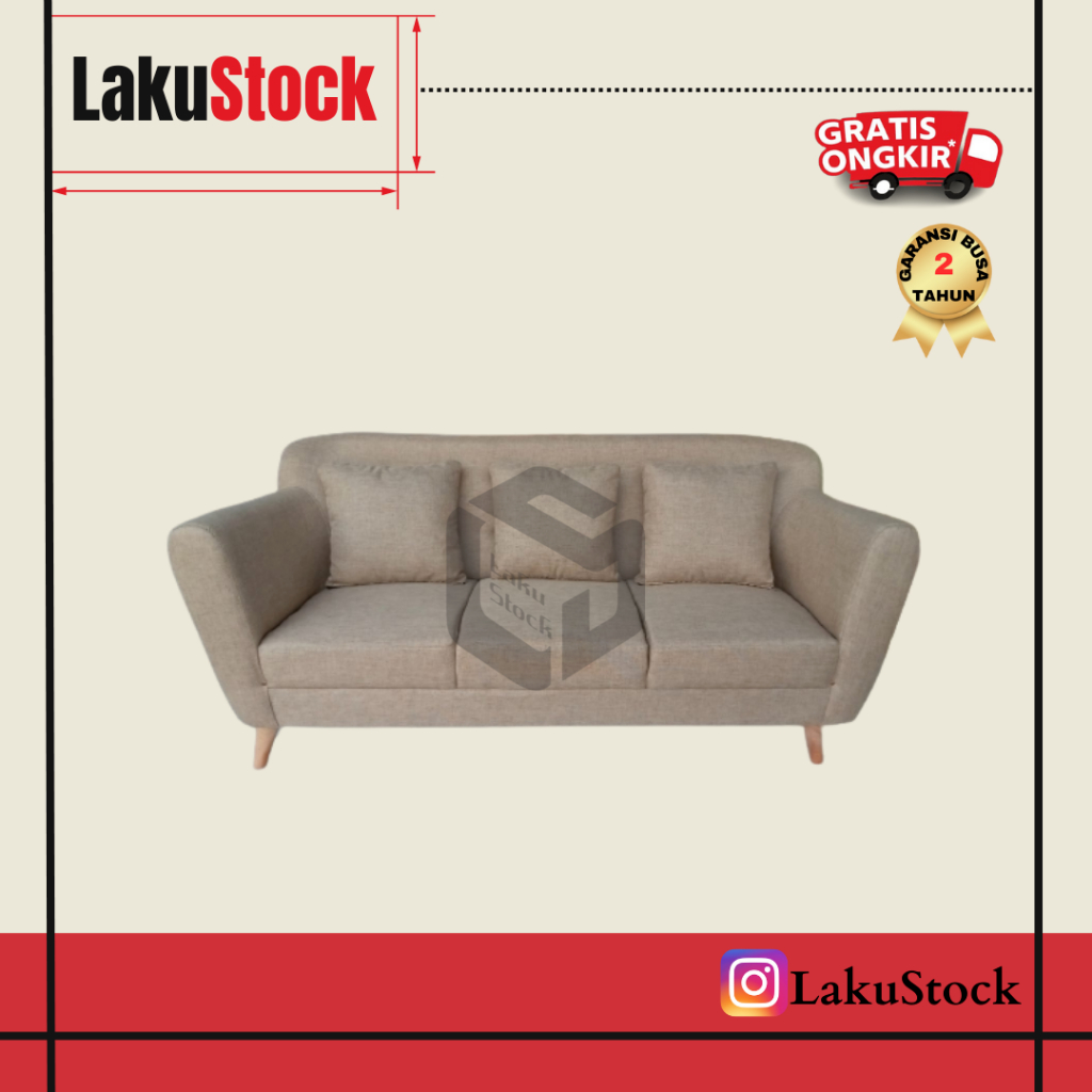 Sofa 3 Seater Scandinavian Sofa 3 Dudukan Minimalis Sofa Retro berkualitas