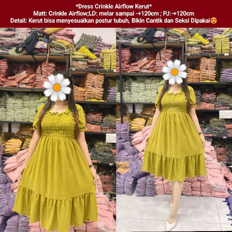 Daster Dress Crinkle Airflow Halwa/ Daster Crinkle Airflow / Dress Crinkle / Daster Crinkle Airflow / Daster Crinkle Murah / Daster Harian / Daster Nyaman / Daster Crinkle Murah / Daster Crinkle Super