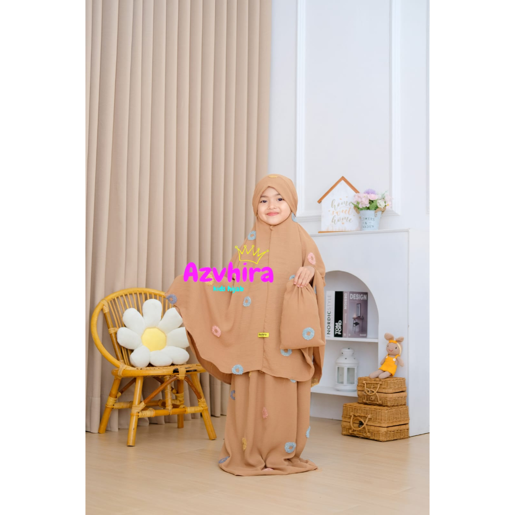 MUKENA CRINKLE DONAT /  MUKENA CRINKLE 3-6 TAHUN / MUKENA ANAK KRINGKLE PEREMPUAN ORI AZVHIRA