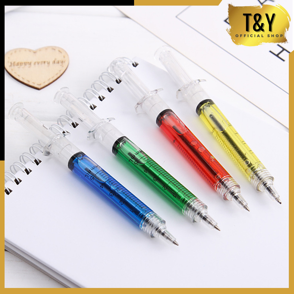 T&amp;Y Pulpen Motif Jarum Suntik Lucu Korean Syringe Ballpoint Pen Souvenir Aesthetic Fancy Pena Alat Tulis Anak Sekolah Murah Import