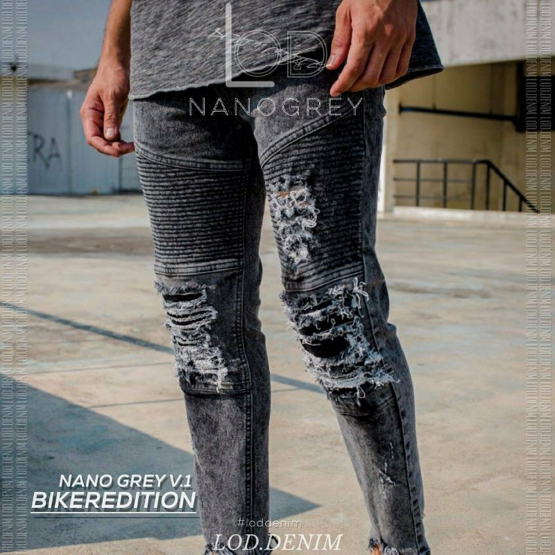 Skinny Jeans Bikers Pria Celana Jeans Sobek Ripped Jeans Pria Premium Celana Jeans Panjang Bikers Snow Ripped