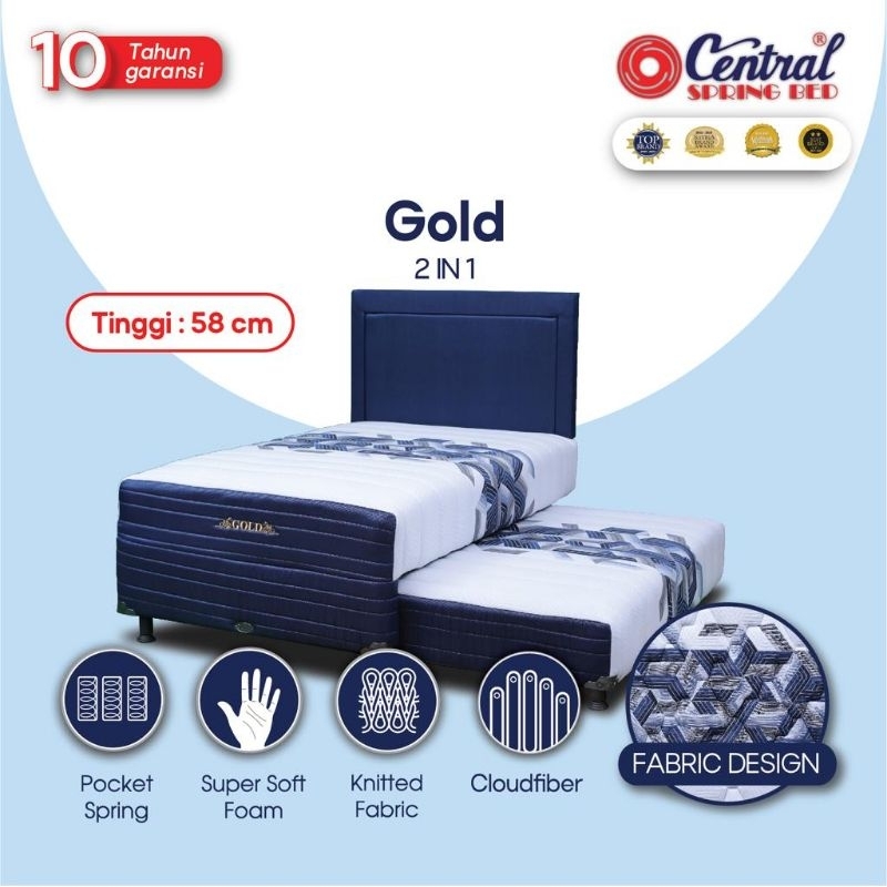 springbed central 2in1 Gold bed sorong bed dorong matras kasur spring bed