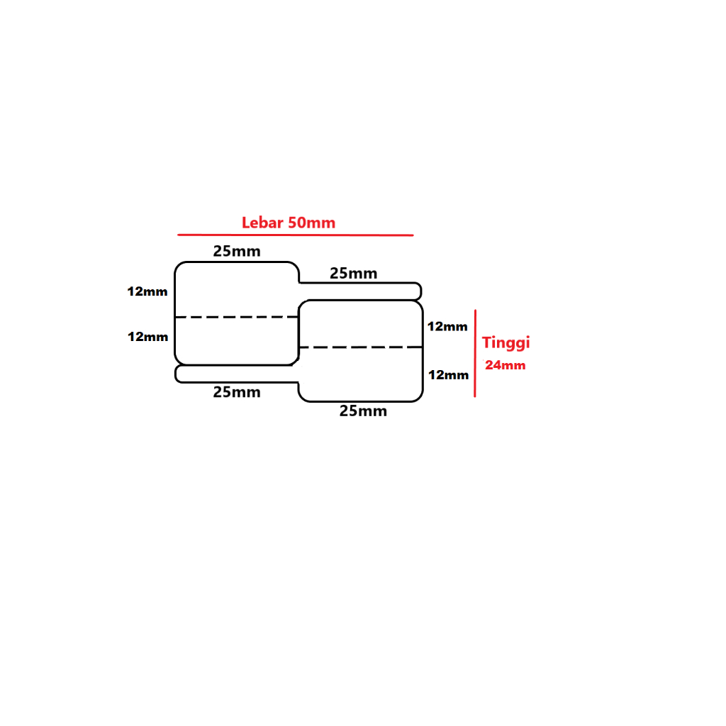 

Yupo Thermal Perhiasan 50x24mm 2Line 300pcs Gap 2mm , Tanpa Core (1 Pack isi 30 Roll)