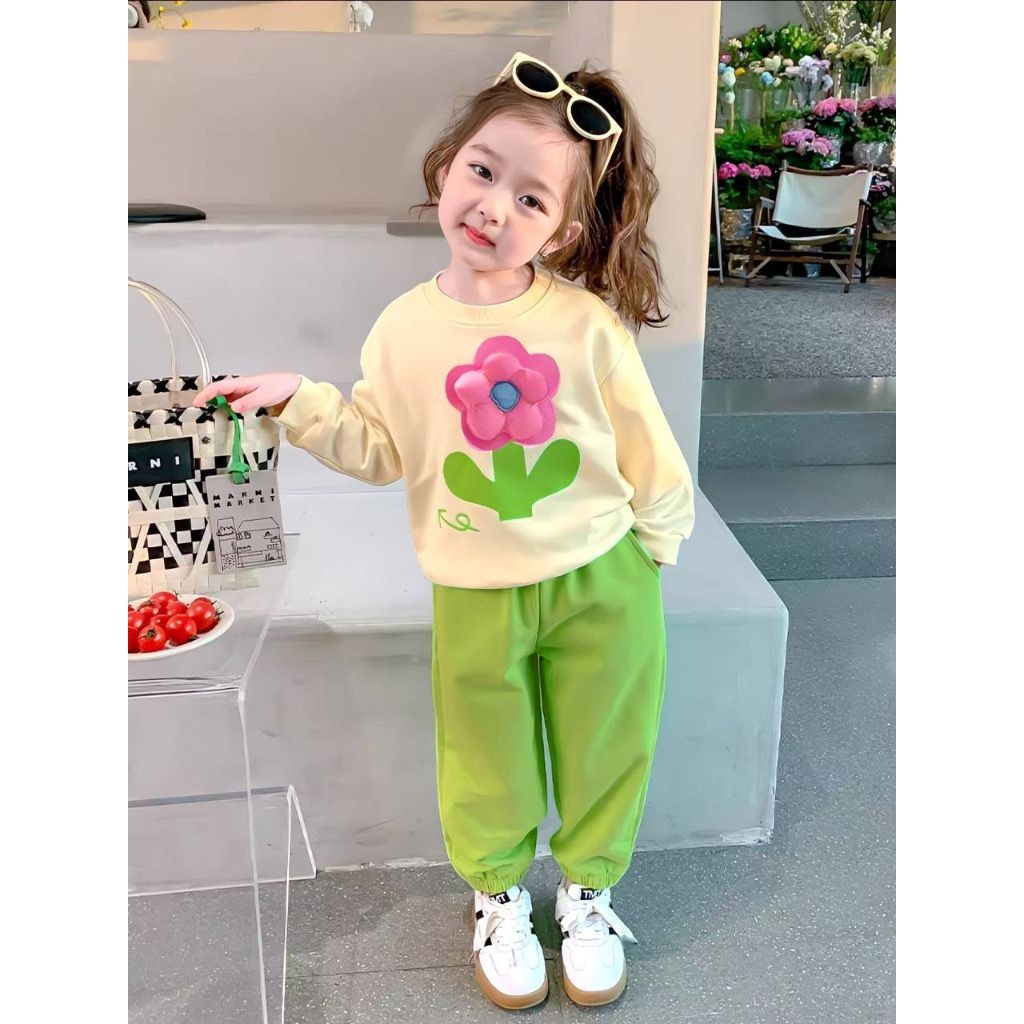 Abadi77 Setelan Kembang 1- 6 Tahun Setelan Sweater Anak Termurah