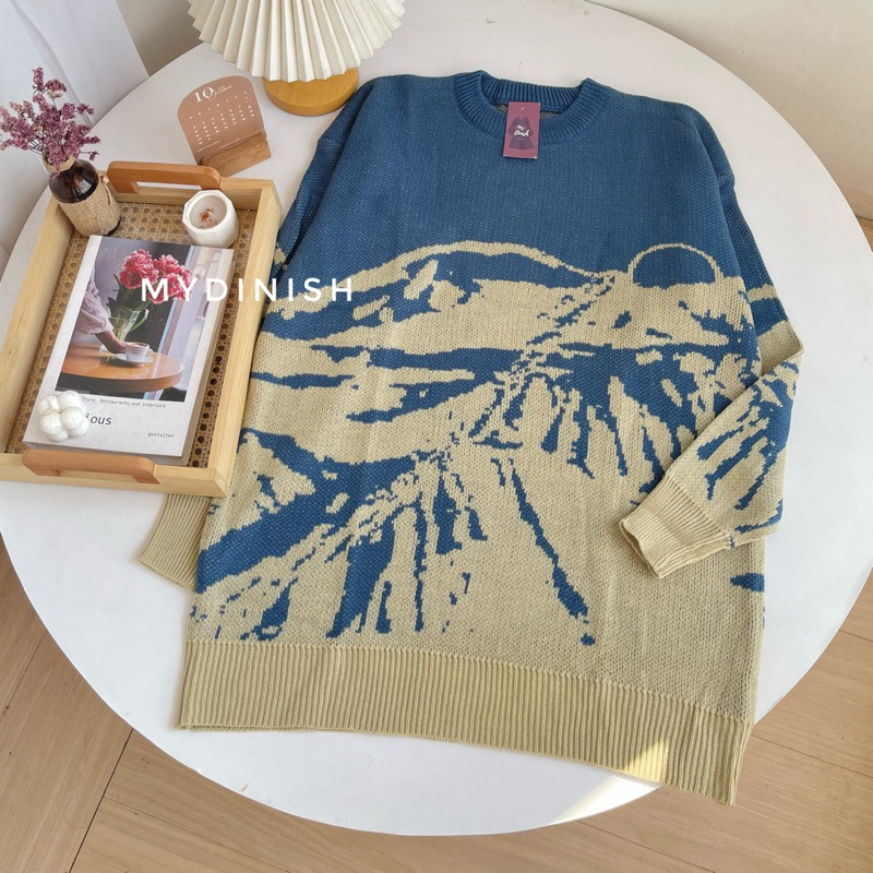 Loona Oversize Sweater Rajut Wanita Motif