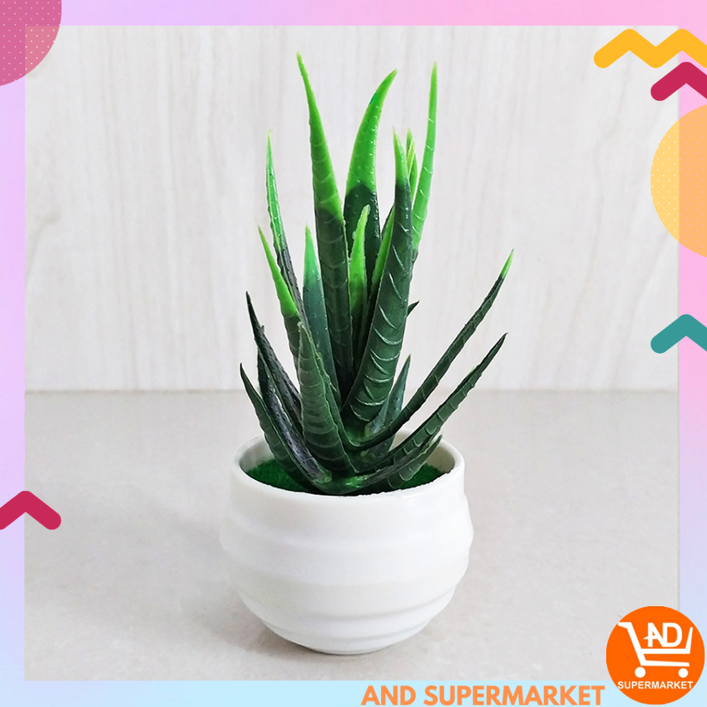 Tanaman Hias Lidah Buaya Palsu Pot Tanaman Artificial Aloe Vera Dekorasi Rumah Tanaman Hias Mini Plastik PBP22