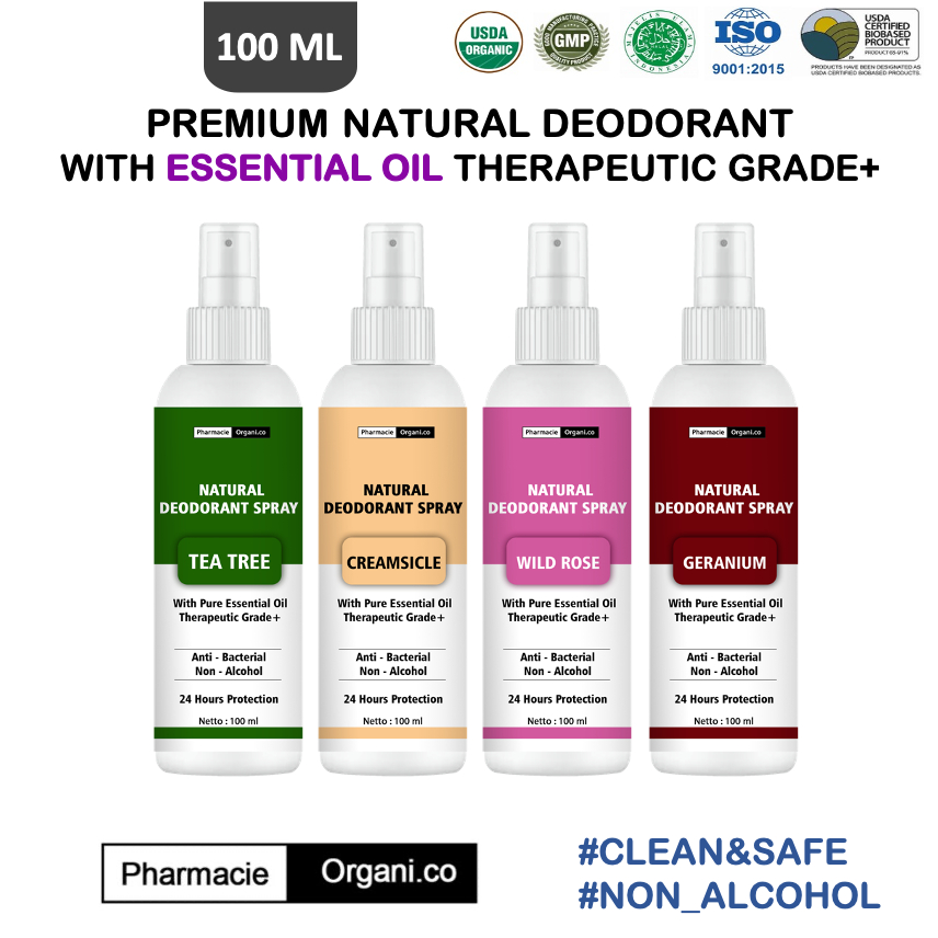 NATURAL DEODORANT TAWAS SPRAY WITH ESSENTIAL OIL PENGHILANG BAU BADAN THERAPEUTIC GRADE+ ORGANIC BY PHARMACIE ORGANICO