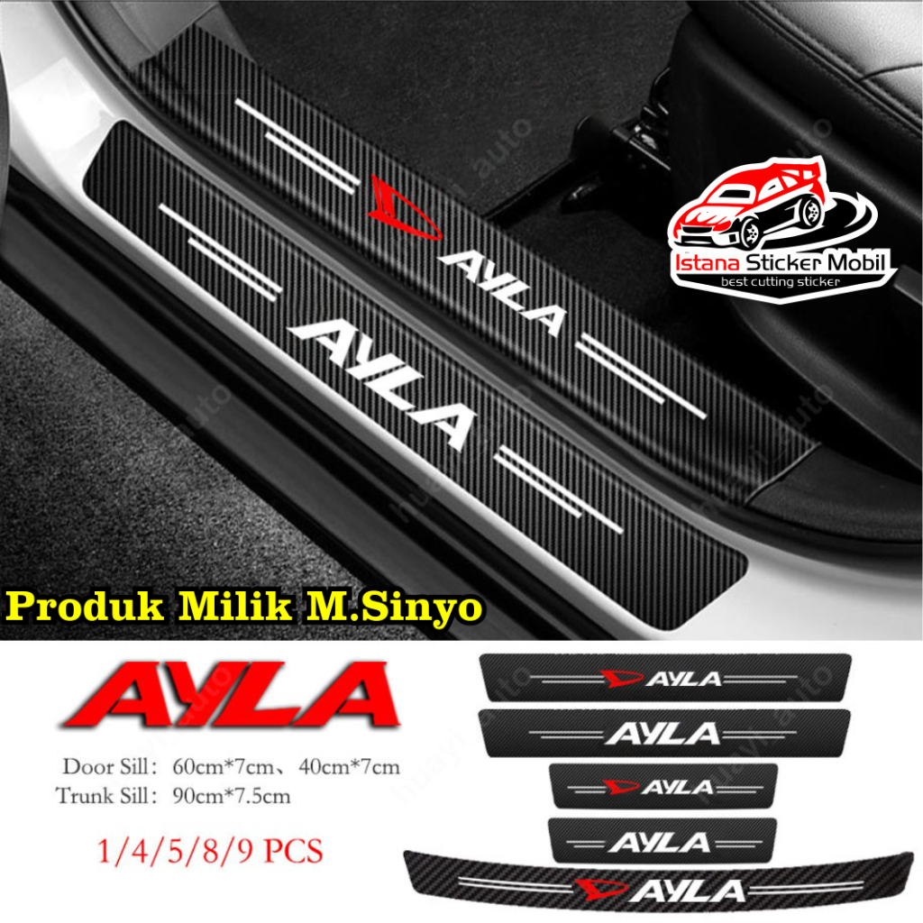 stiker karbon AYLA stiker mobil daihatsu ayla stiker pijakan bawah pintu mobil new 9pcs