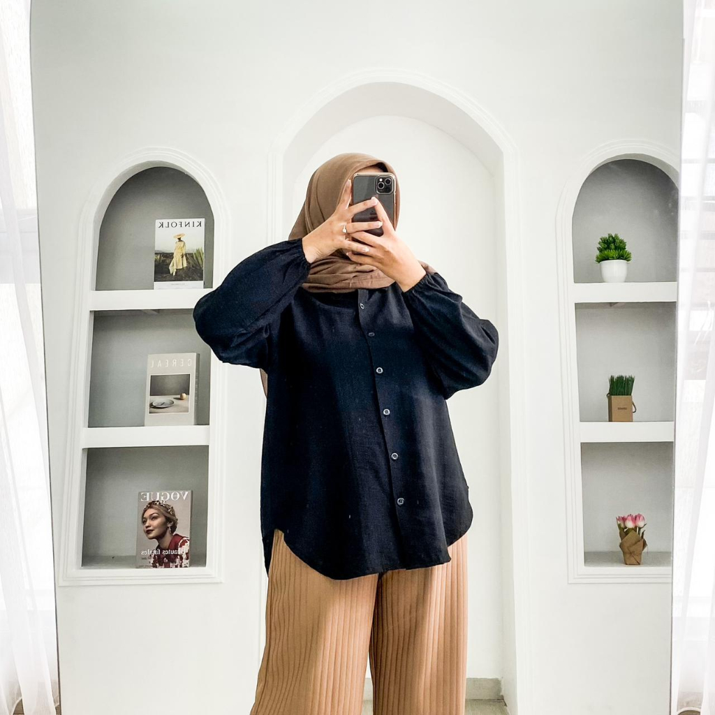 HANEEN SHIRT / FLOTTILICIOUS / KEMEJA POLO LINEN WANITA