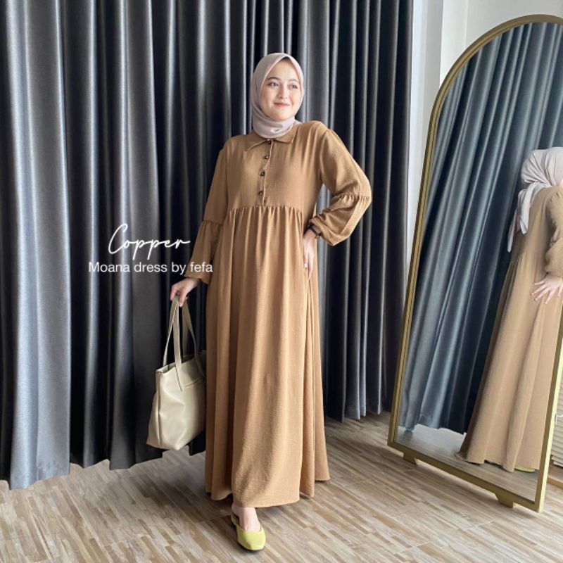 Dress polos / dress ruffle - MOANA dress wanita Bahan Airflow