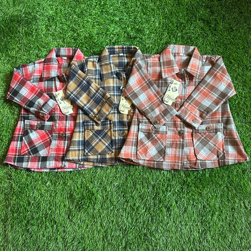 Kemeja Blouse Flanel Anak Perempuan Umur 2-7 Tahun Kain Flanel Import