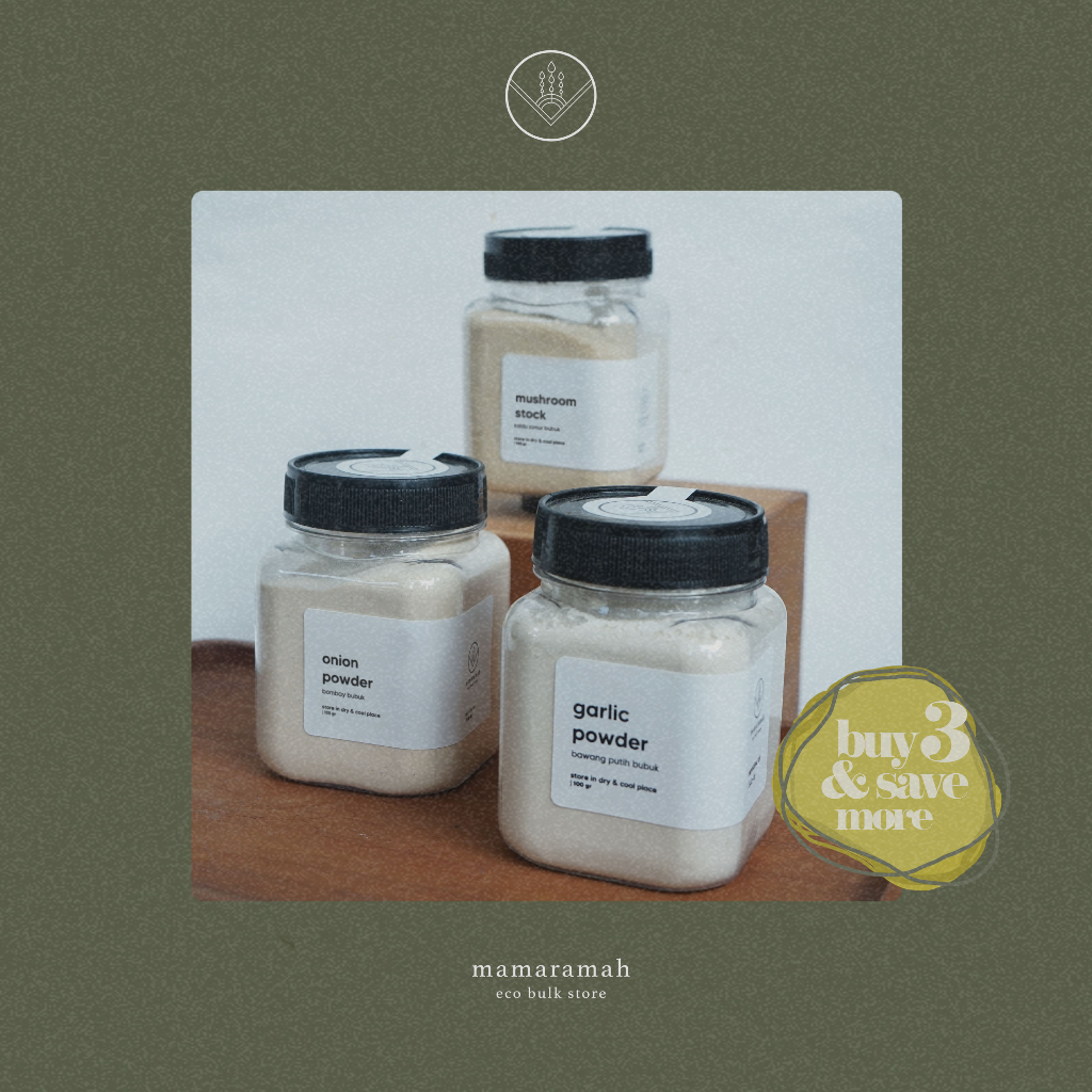 

Kaldu Bubuk • Bubuk Bawang Putih • Bubuk Bawang Bombai (Bundling 3)