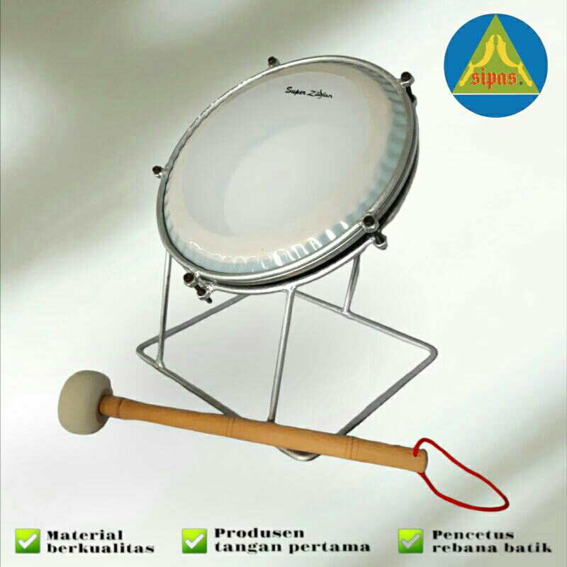 bass tam tung mika 10 inch dudukan/ tam stel / bass hadroh free stik